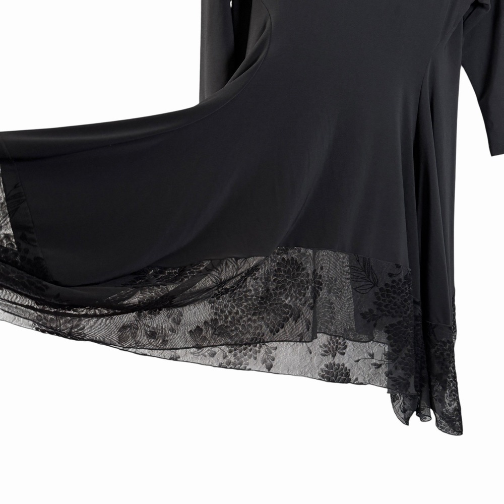 Sympli Womens Black Asymmetrical Tunic Top Velvet Burnout Size 8 Made In Canada - Picture 5 of 10